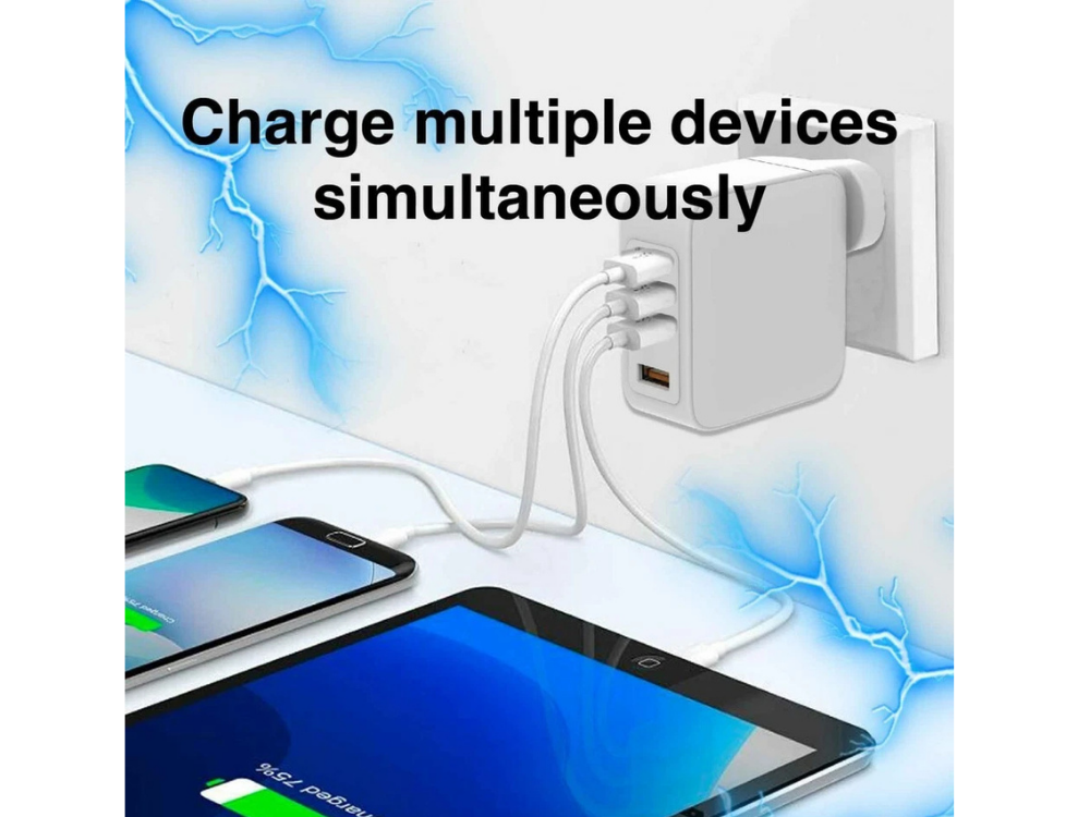 Laser 4-Port 100W Fast USB Charger – Universal Laptop &amp; iPhone Adapter