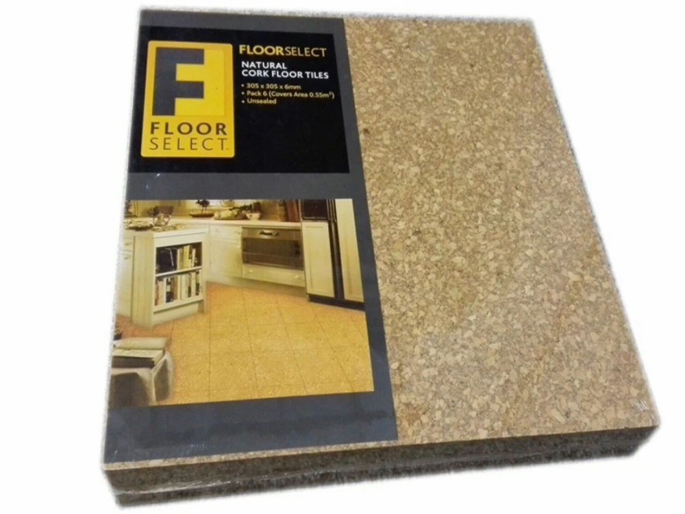 Natural Cork Floor Tiles – 6 Pack, 305x305x6mm