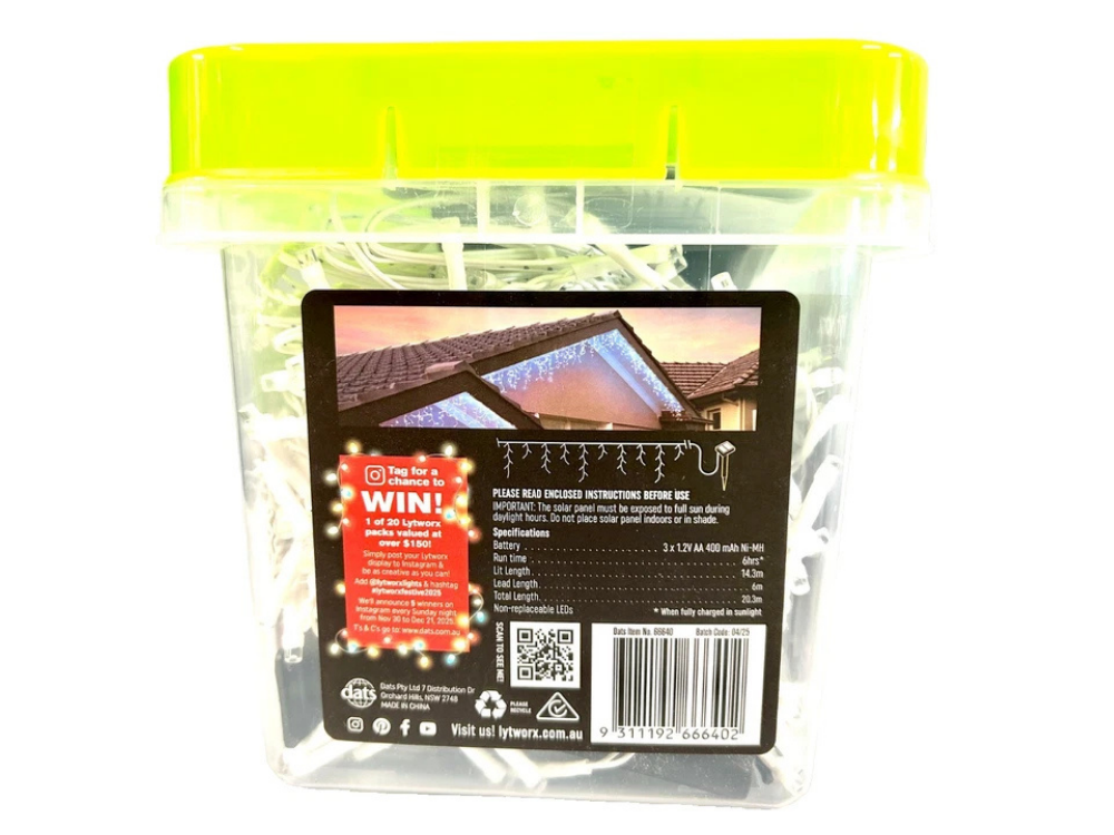 Lytworx 720 LED Blue Solar Icicle Lights – Outdoor Christmas Decoration