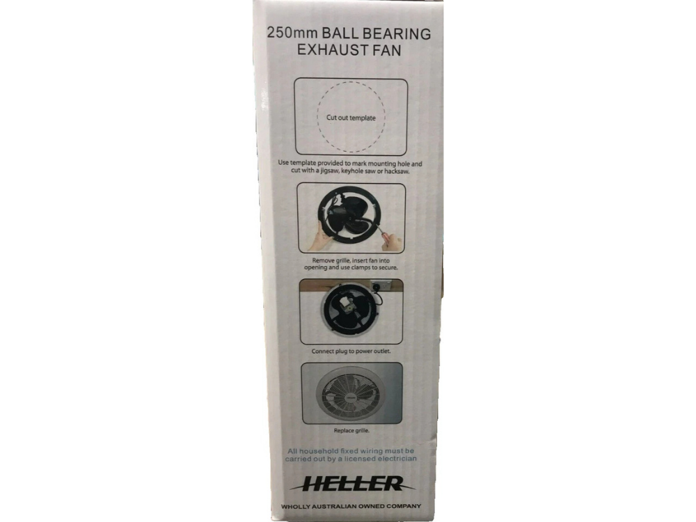 Heller 250mm Exhaust Fan – Ball Bearing for Wall/Ceiling Ventilation