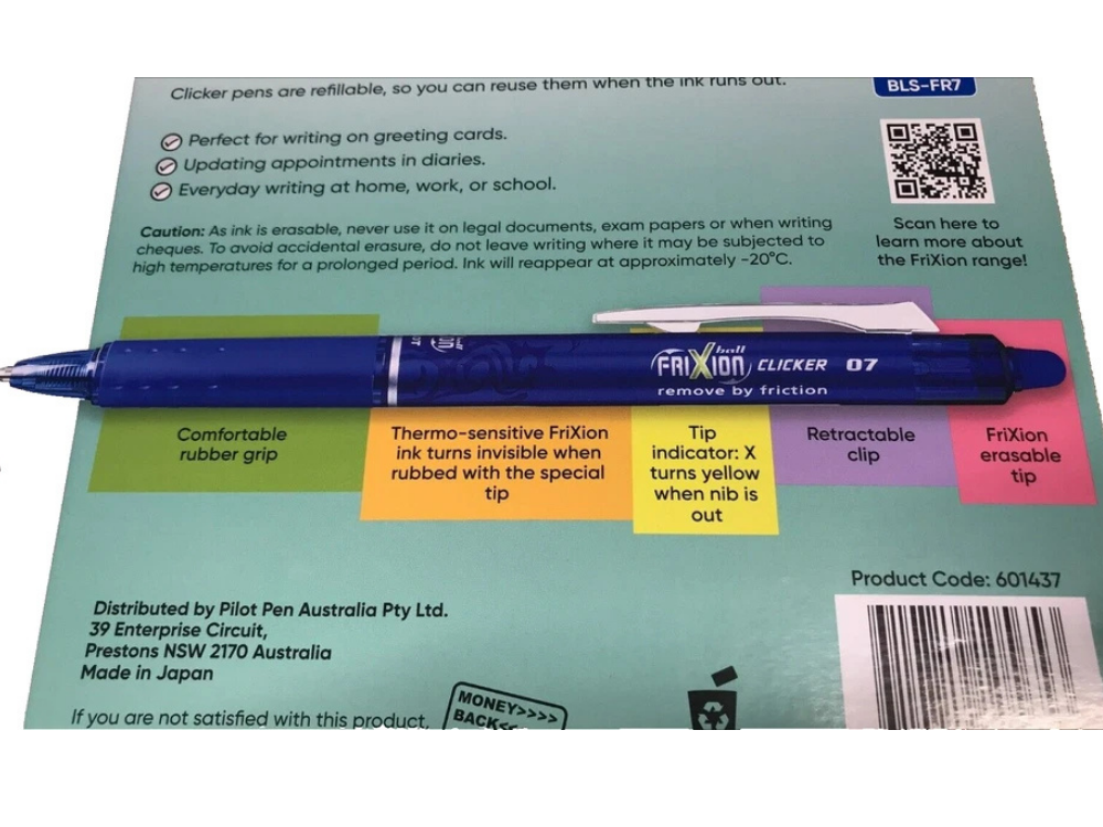 Pilot FriXion Clicker 0.7mm Retractable Erasable Pens – 8 Pack (Blue, Red, Black)