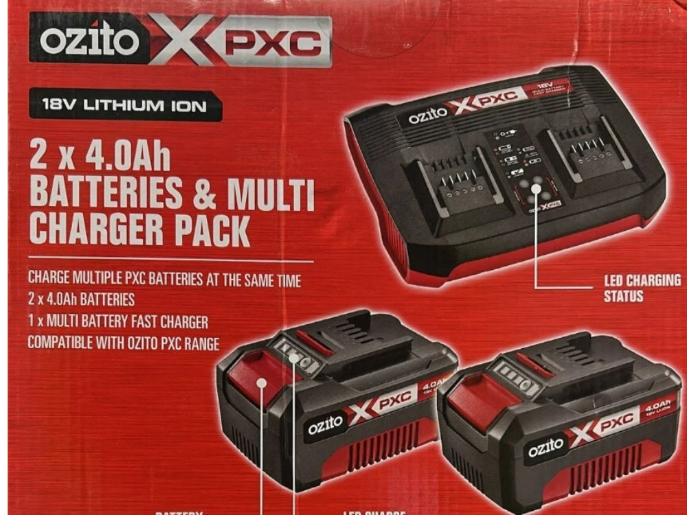 Ozito 18V 4.0Ah Battery & Fast Charger Pack – PXC Garden Tools