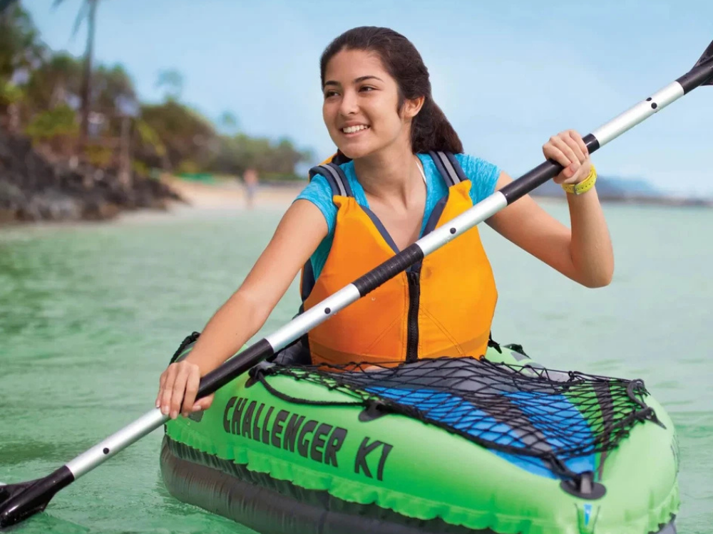 Intex Challenger K1 Inflatable Kayak – 1-Person Paddle Boat for Fishing & Recreation