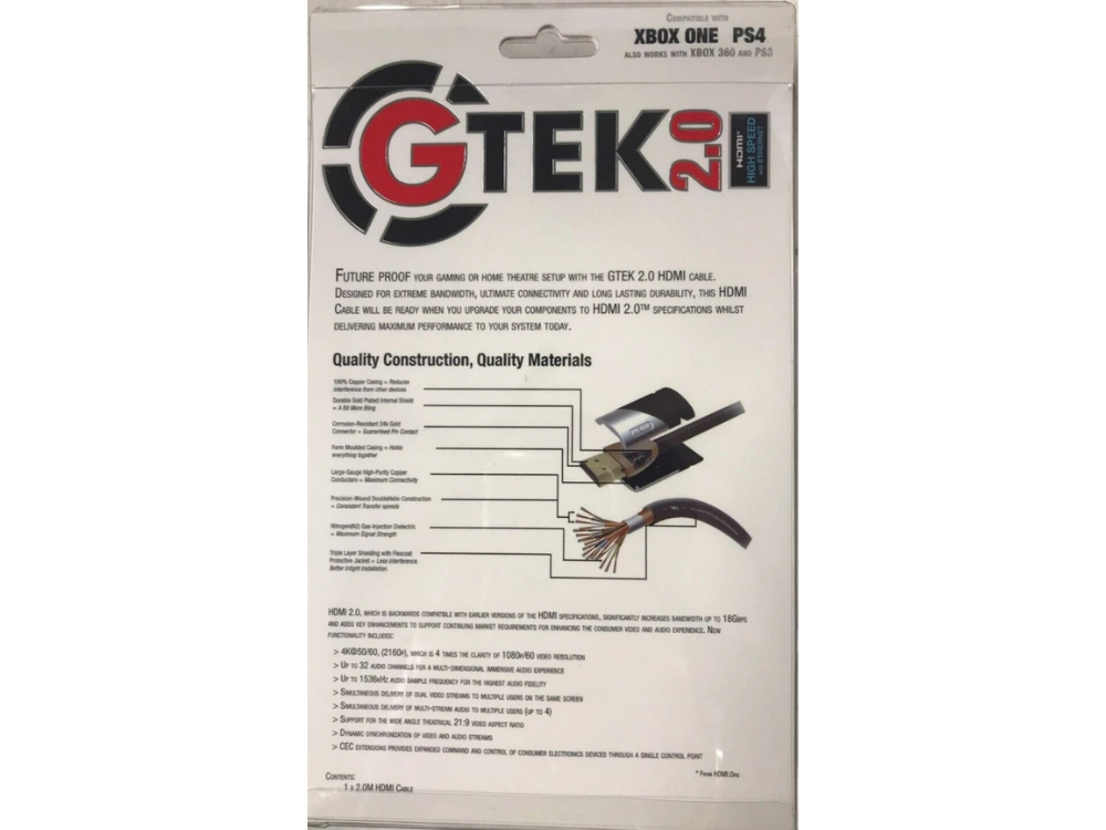 2M HDMI Cable – G TEK 4K UHD High-Speed