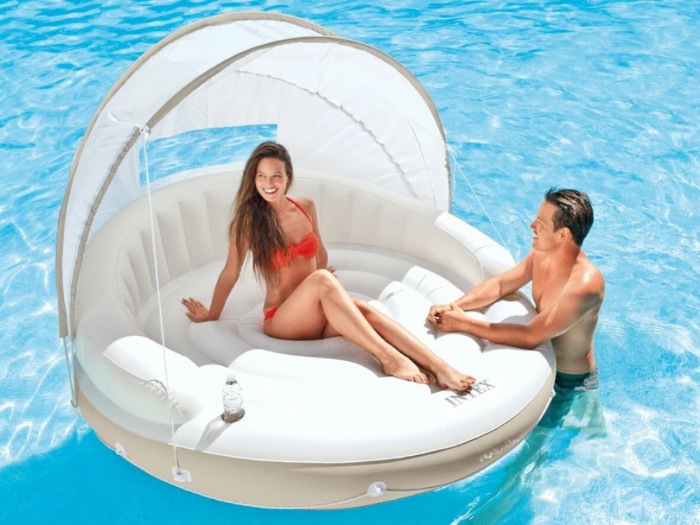 Intex Inflatable Canopy Island Lounge – Pool Float with Sun Shade 199x150cm