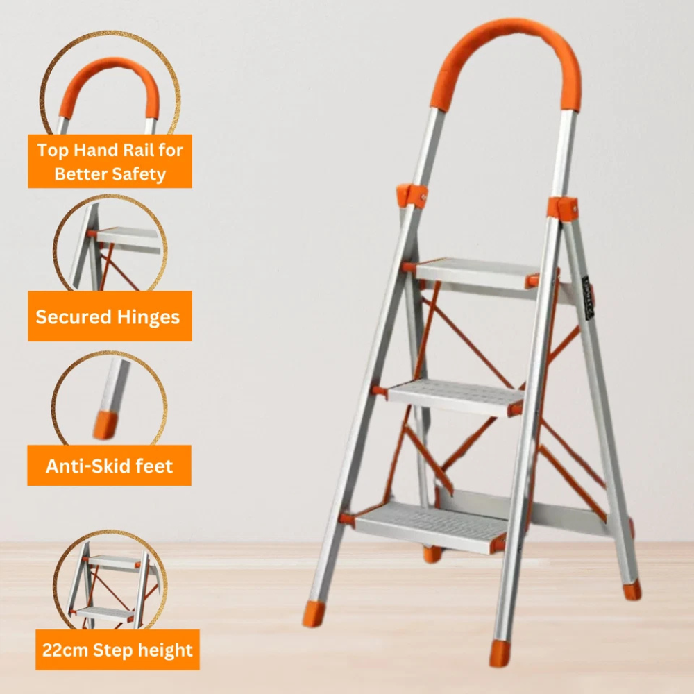 Katashi 3 Step Ladder Aluminium Multi Purpose Folding Light Weight Platform