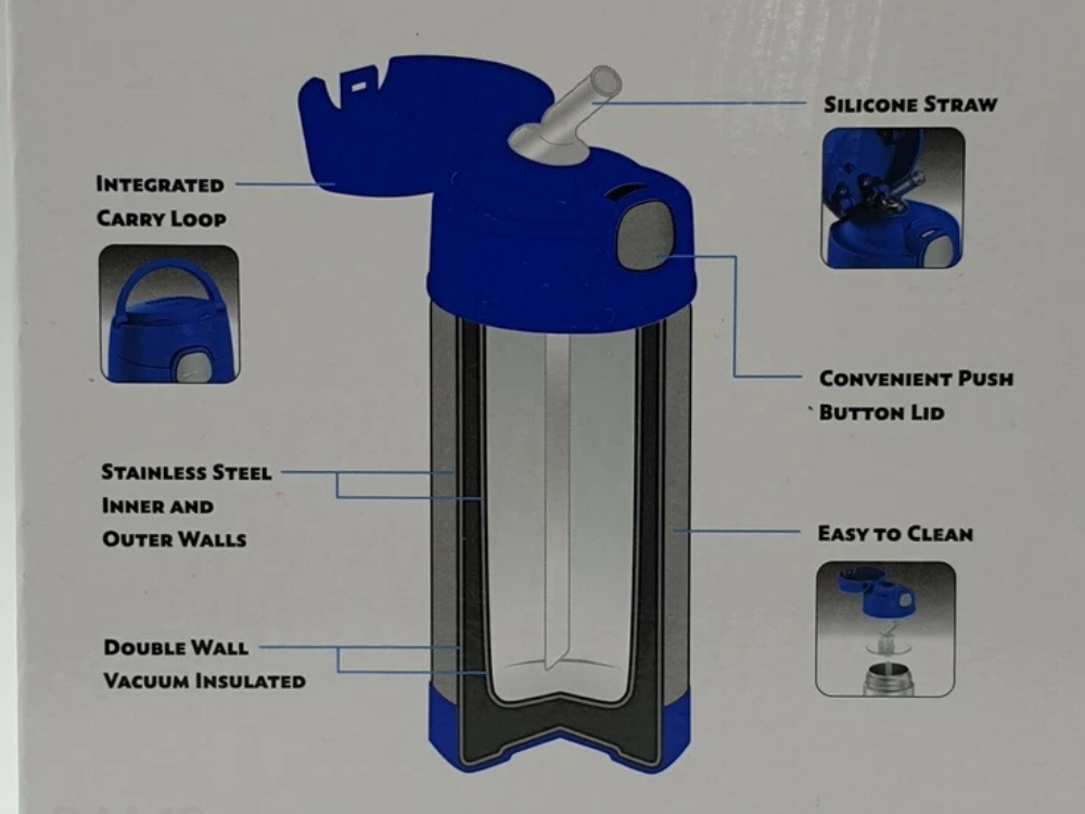 Thermos Kids Insulated Water Bottle with Straw – Vacuum Flask for Toddlers