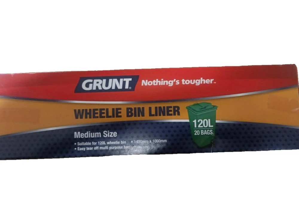 Grunt 120L Medium Black Wheelie Bin Liners – 20 Pack Rubbish Bags