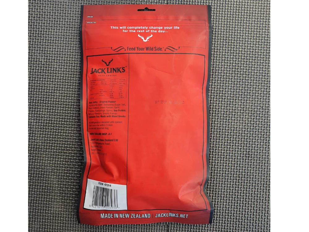 2x Jack Link's Original Beef Jerky – 310g, 17g Protein Snack, NZ Made