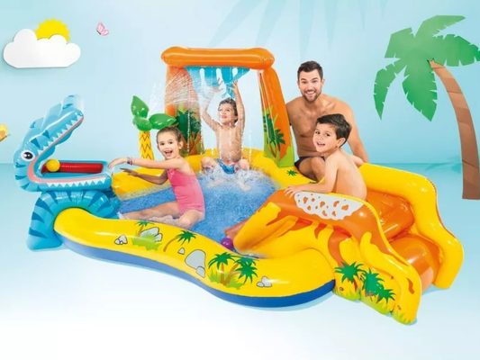 Intex Inflatable Dinosaur Play Pool – Outdoor Water Park with Slide