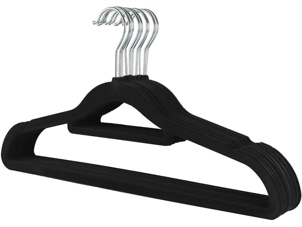 30x Slim Velvet Flocked Hangers – Non-Slip Black Coat Hangers
