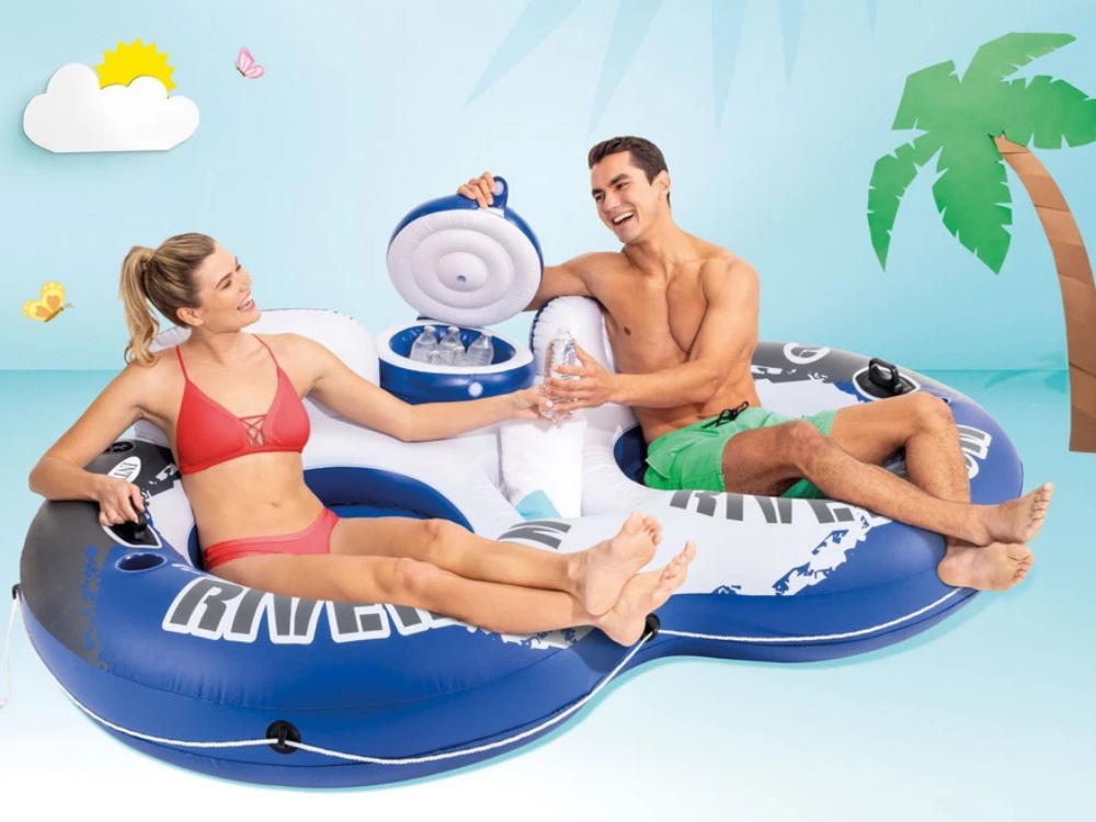 Intex River Run 2-Person Inflatable Lounge Float with Cooler