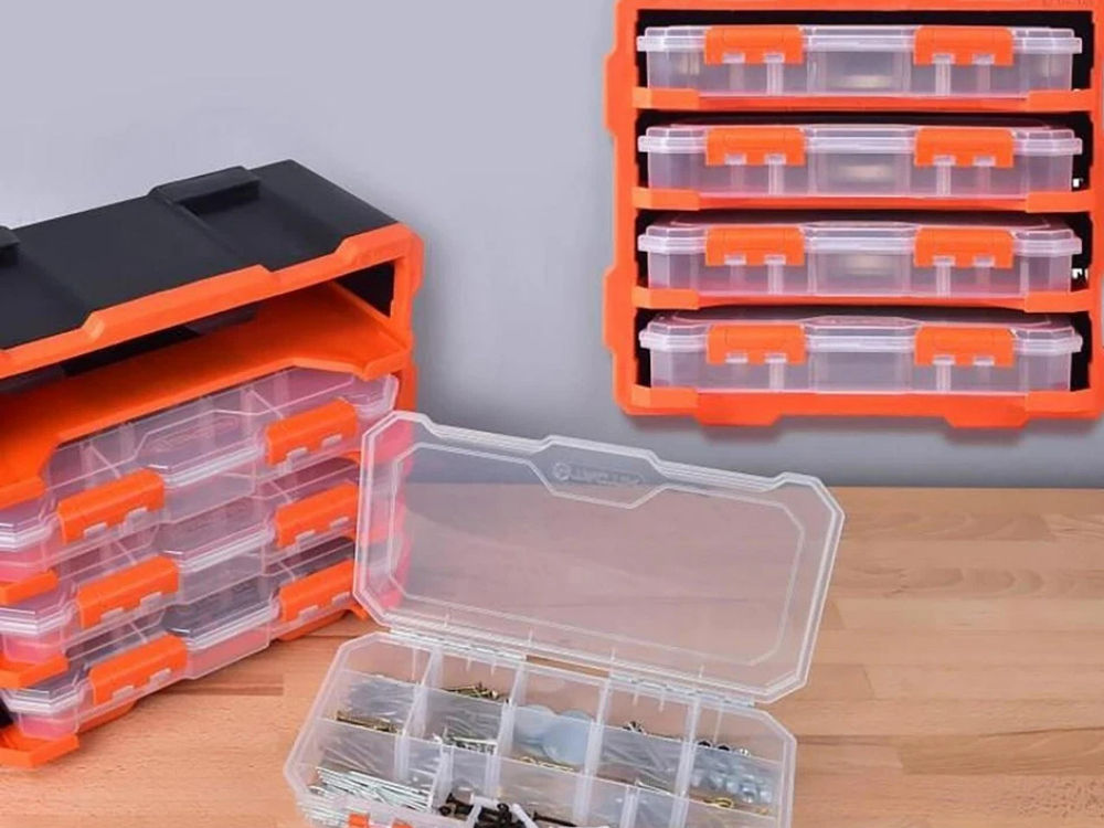 Tactix 13-Compartment Storage Box – Removable Dividers & Detachable Tool Organizer