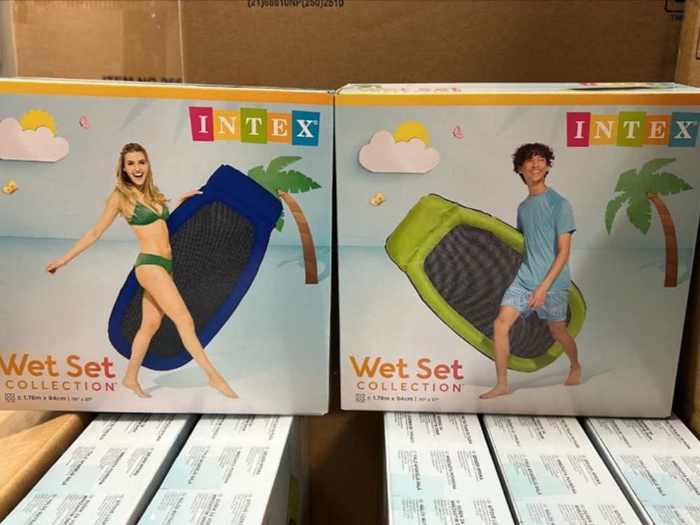 Intex Inflatable Mesh Pool Lounge – Adult Raft with Headrest