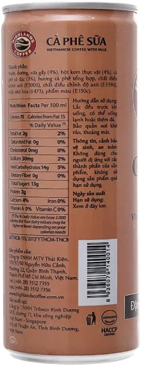 Highlands Vietnamese Coffee with Milk Ready to Drink Ca Phe Sua Pack of 12