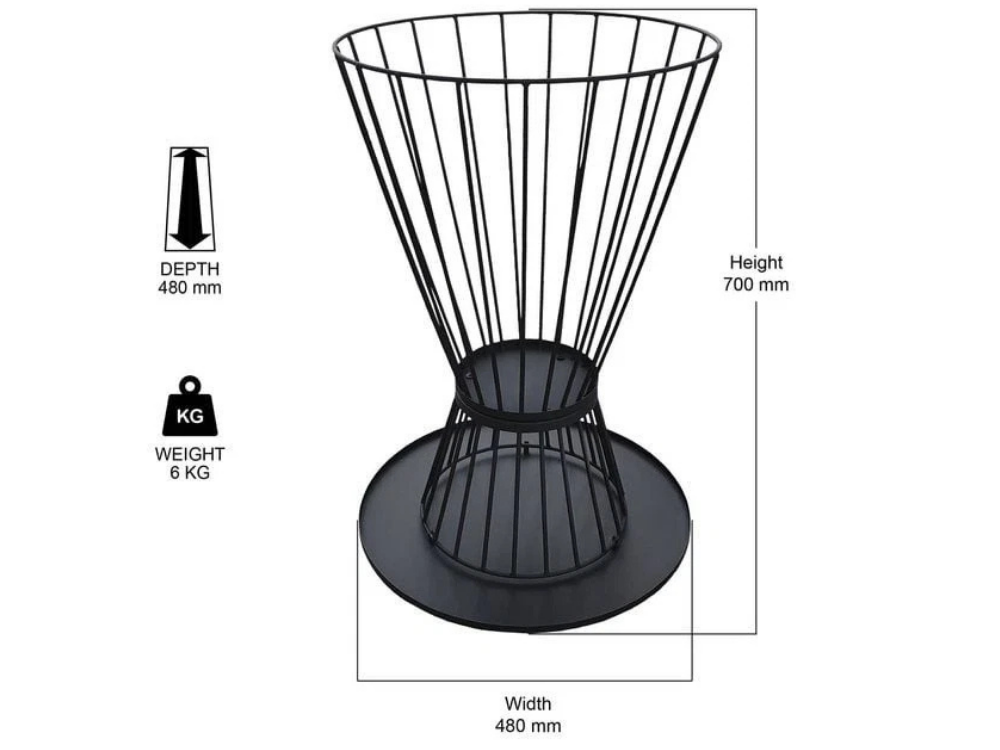 Mimosa Reversible Outdoor Fire Pit Basket – Black Patio Heater &amp; Camping Flame