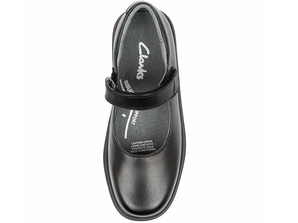 New CLARKS Black Leather School Shoes – Boys & Girls Mary Jane Uniform