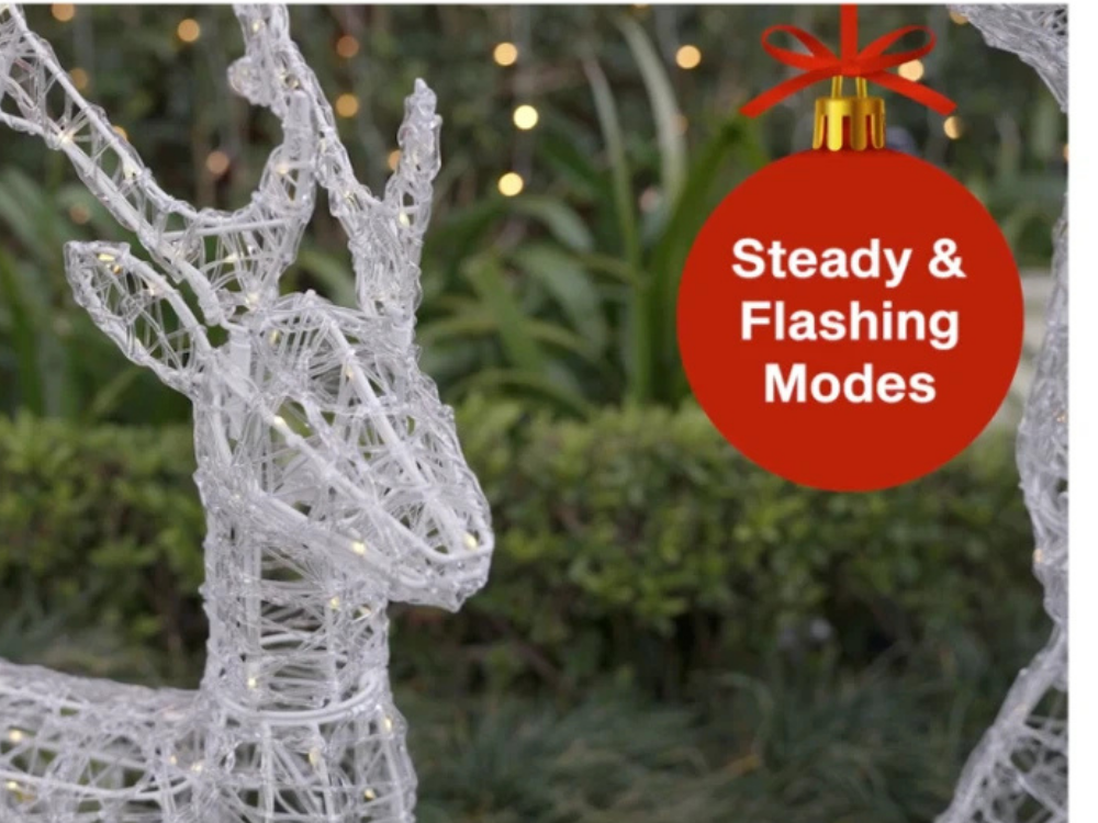 Lytworx Festive Reindeer Statue – 85cm Solar Warm White Christmas Decor