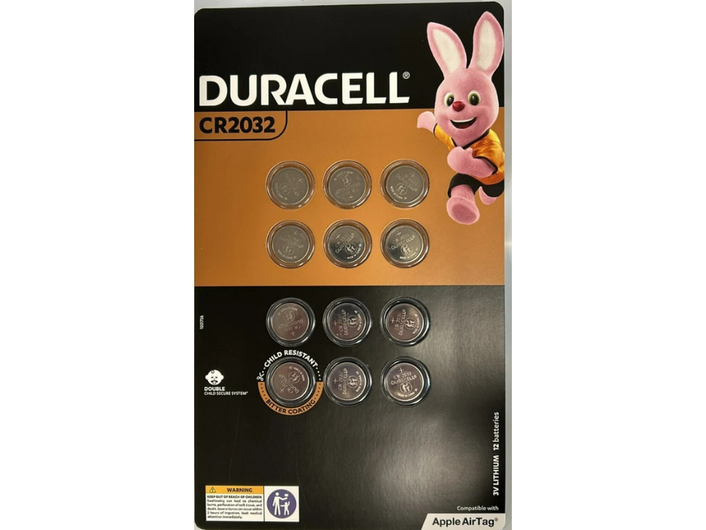 Duracell CR2032 3V Lithium Coin Battery 12-Pack Genuine Apple AirTag