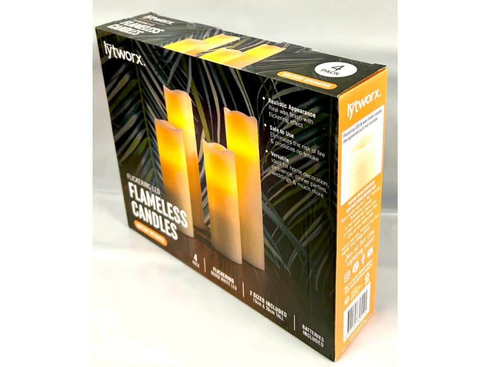 Lytworx Flameless LED Candles – Flickering, Battery Operated, Warm White 4 Pack