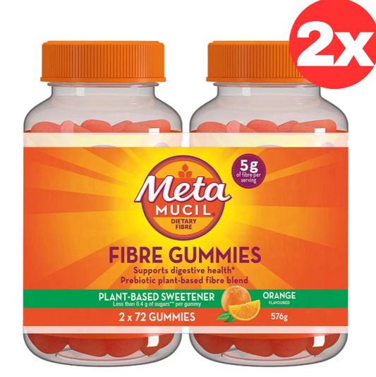 Metamucil Fibre Gummies Orange Flavour for Digestive Health Prebiotic 72pk (Copy)