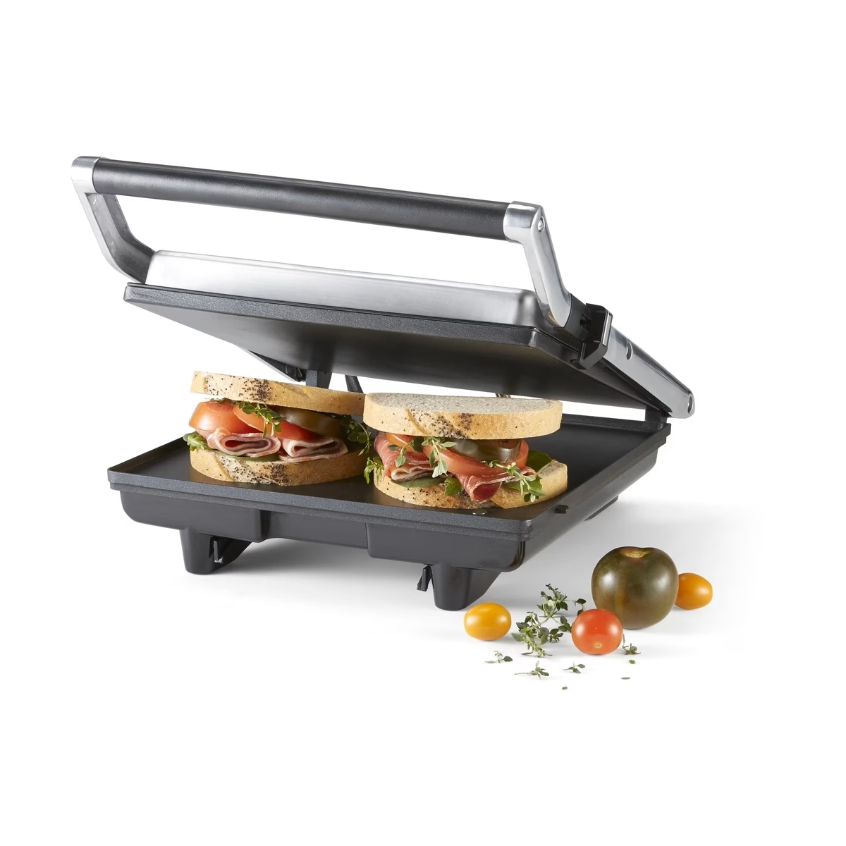 Anko 4 Slice Sandwich Press Stainless Steel Non-Stick Flat Plate Jaffle Maker