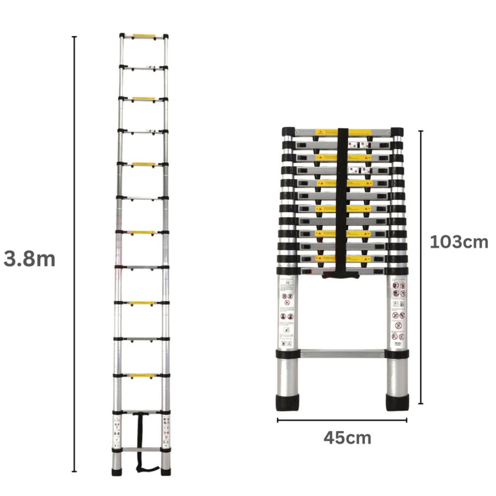 Katashi Telescopic Ladder 3.8M Step Aluminium Extension Portable (Disclaimer)