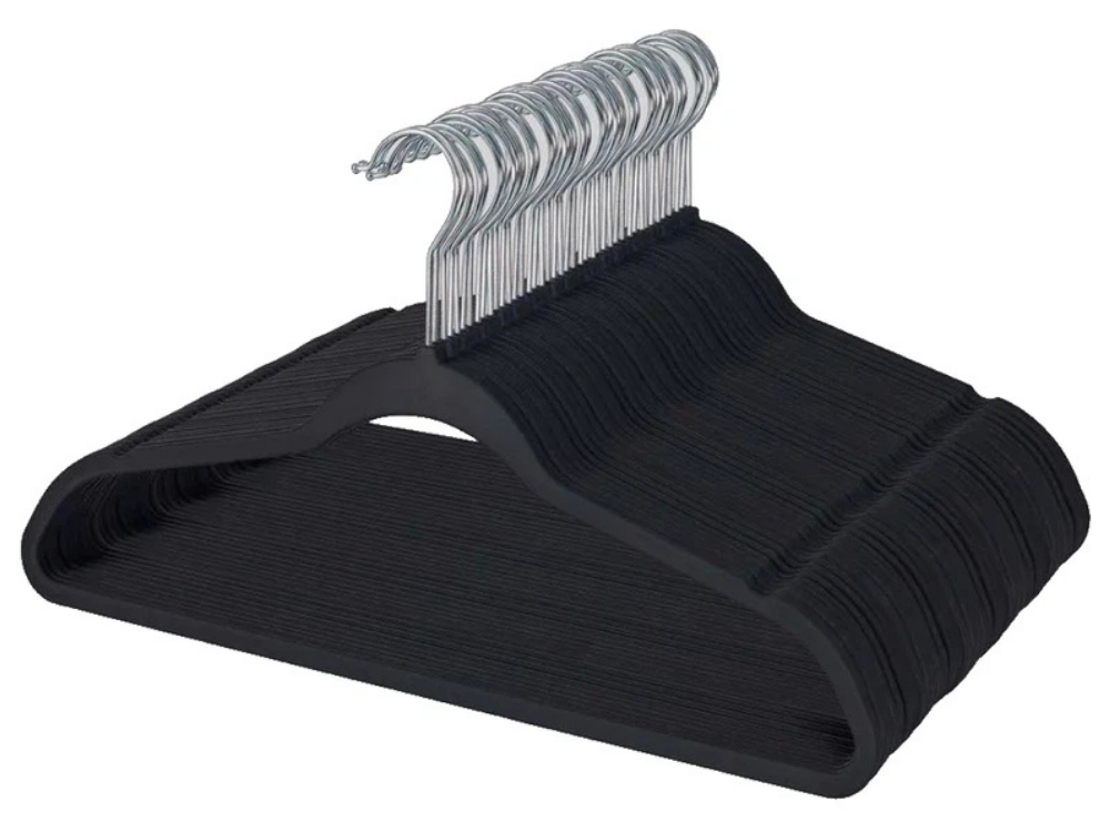 50x Black Velvet Hangers by Neatfreak – Ultra Thin, Non-Slip