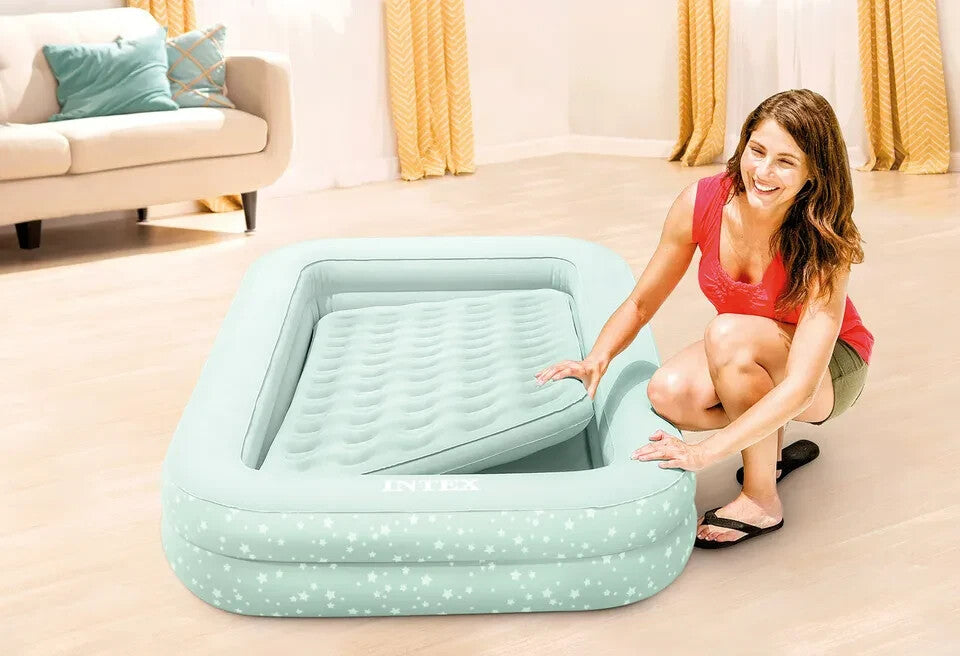 Intex Kids Inflatable Bed Travel Toddler Portable Mattress with Hand Pump