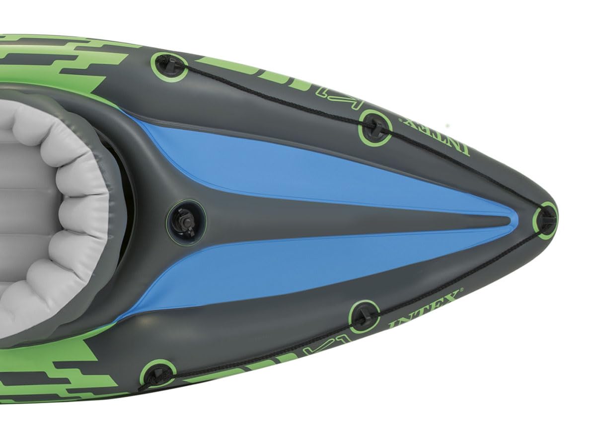 INTEX Challenger Inflatable Kayak Set: Includes Deluxe 218 cm Kayak Paddles and High-Output Pump – Adjustable Seat with Backrest – Removable Skeg