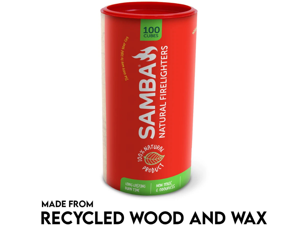 Samba Firelighters 100 Pack – Natural Cubes for BBQ & Camping