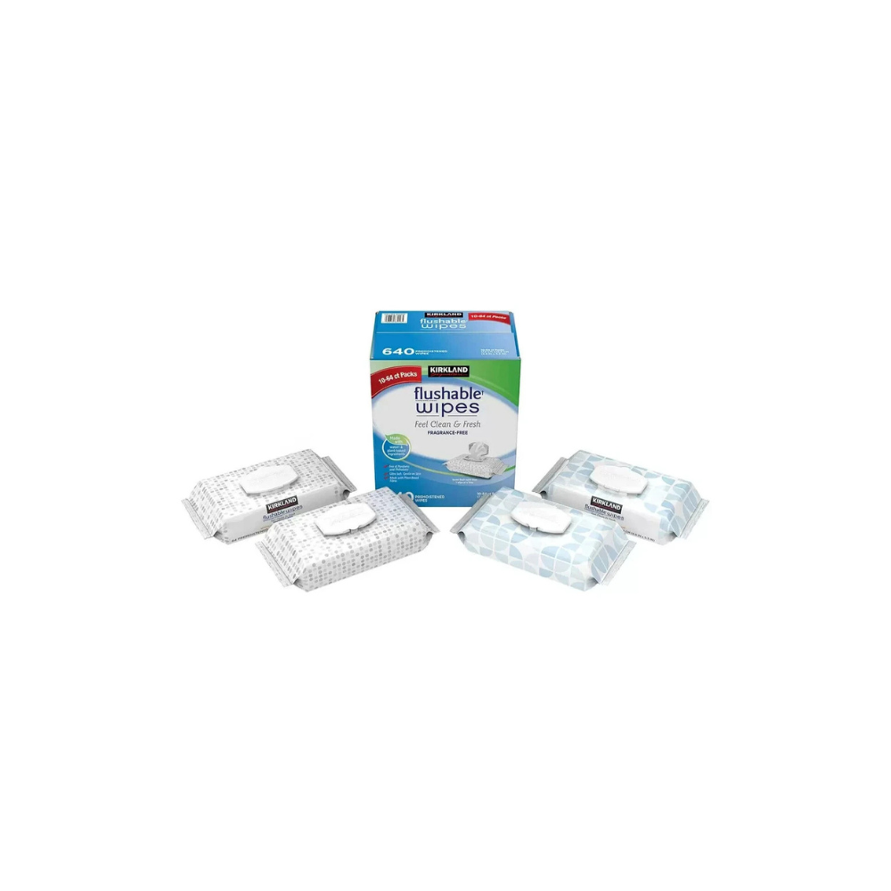 Kirkland Signature Wet Flushable Wipes, 2 Packs of 640 Towelettes