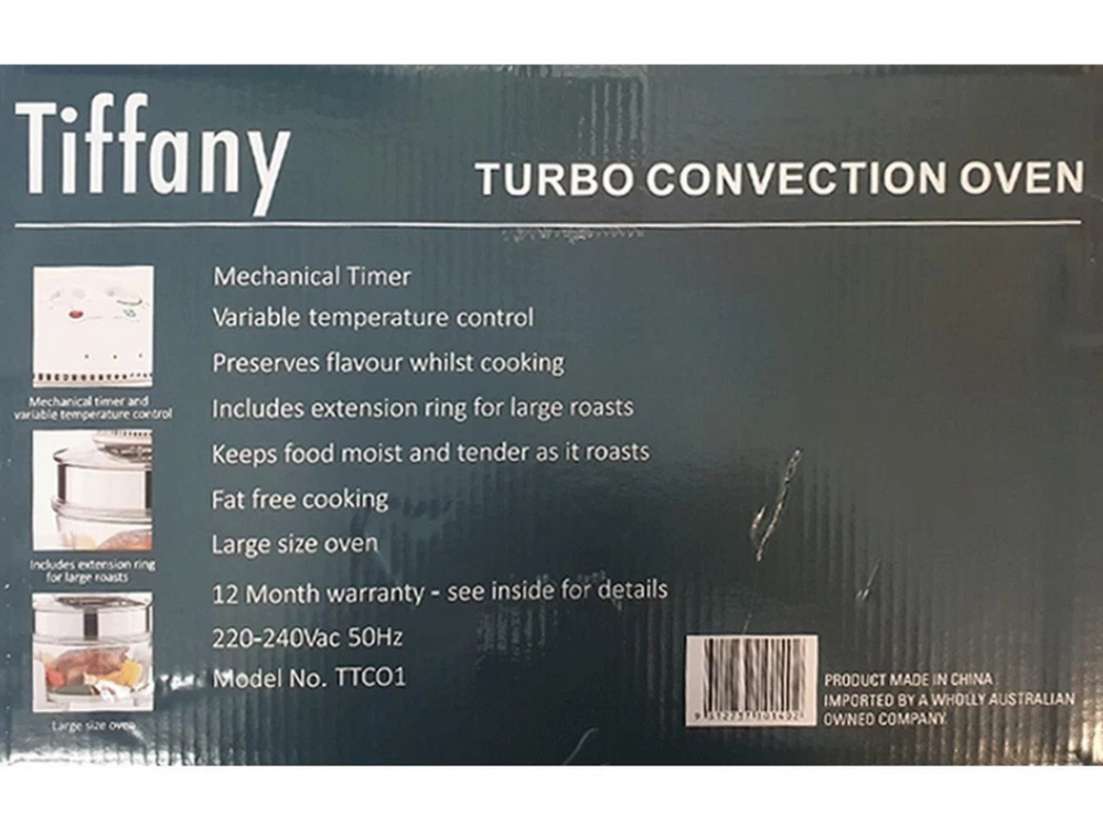 NEW Tiffany 17L Turbo Convection Electric Oven Air Fryer Oil-Free Cooker