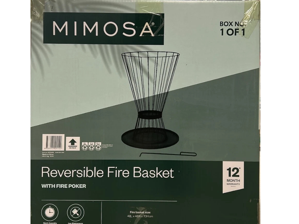 Mimosa Reversible Outdoor Fire Pit Basket – Black Patio Heater &amp; Camping Flame