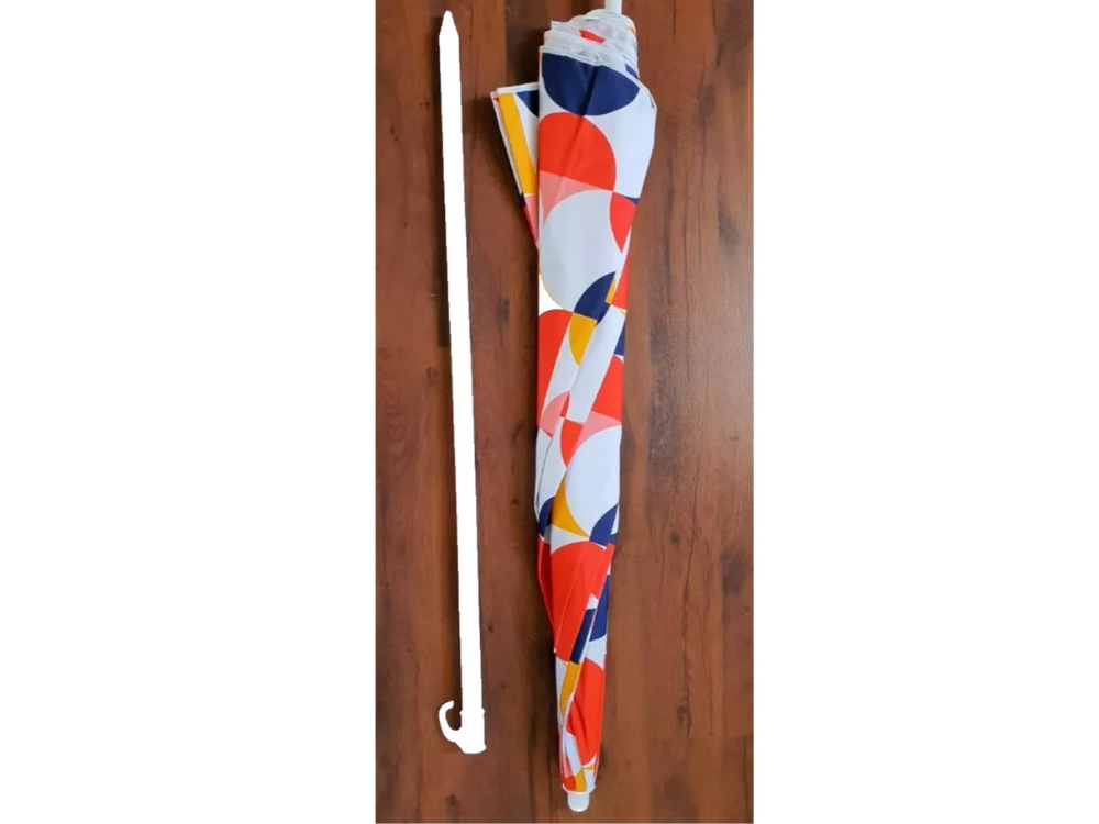 Marquee 2m Portable Beach Umbrella – Geometric Sun Shade Canopy