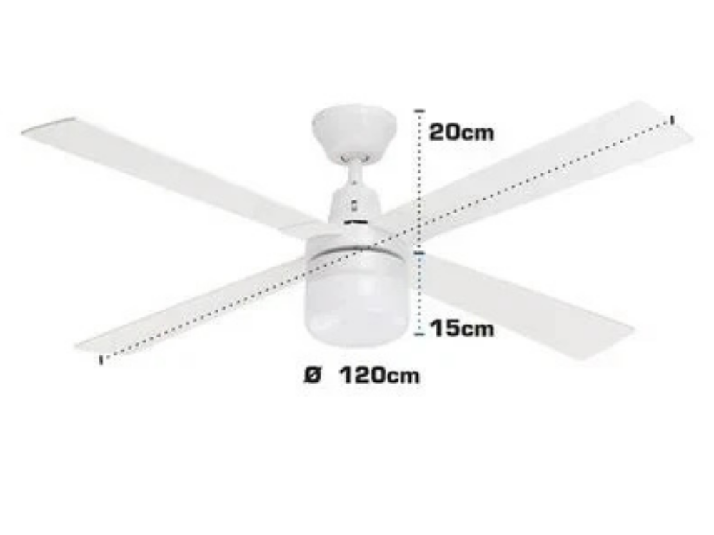Arlec 120cm White Ceiling Fan with LED Light – 4 Blade, 240V