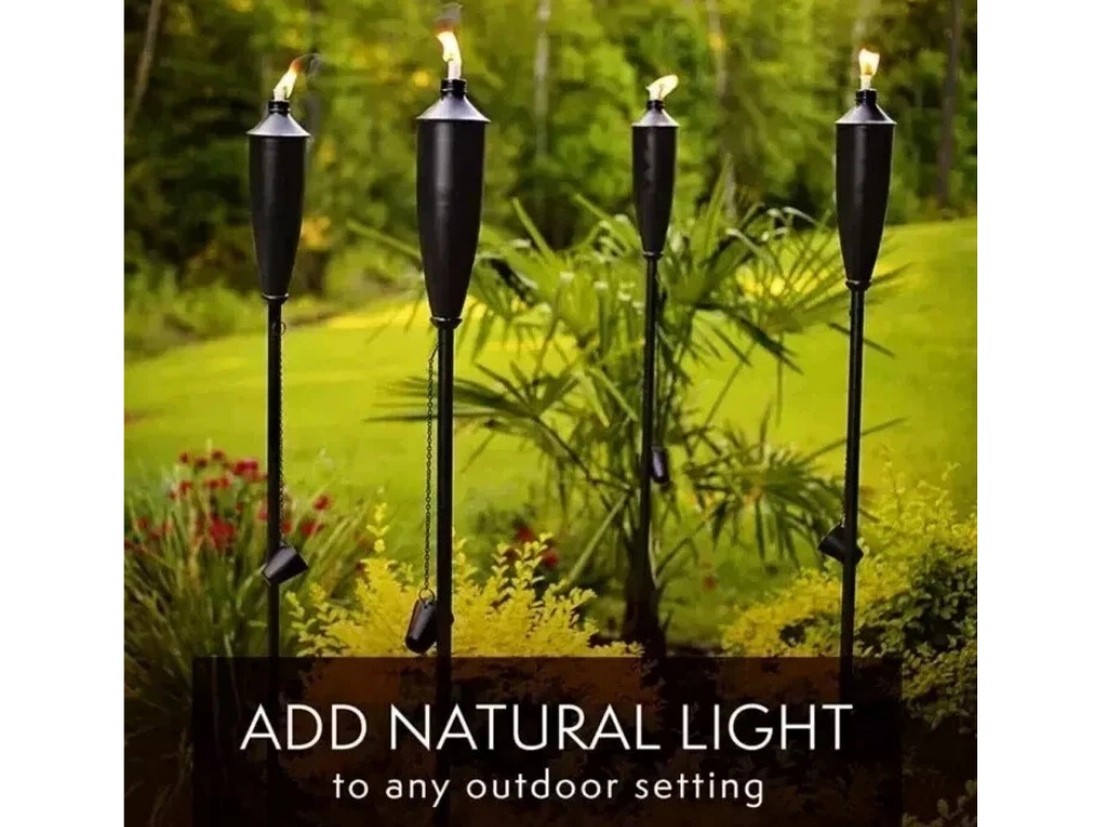 2-Pack Black 180cm Garden Torch Citronella Oil Lanterns with Snuffer