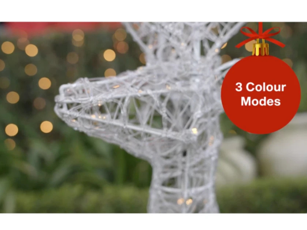 Lytworx 110cm x 70cm Kicking Reindeer Statue – 160 LED Cool & Warm White Solar Display
