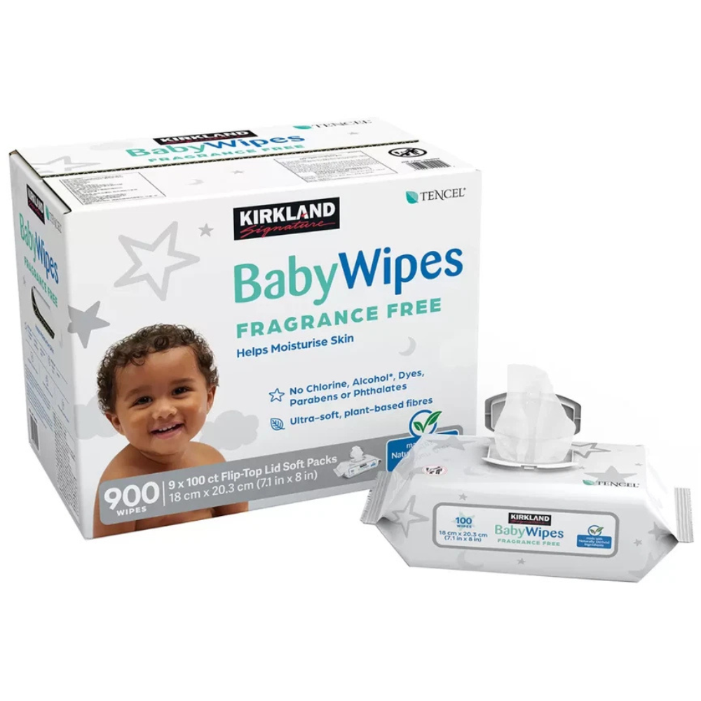 Kirkland Signature Tencel Baby Wipes Fragrance Free Towelettes 2 x 900 Pull