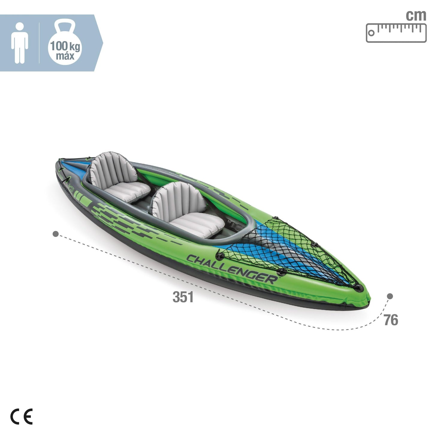 INTEX Challenger Inflatable Kayak Set: Includes Deluxe 218 cm Kayak Paddles and High-Output Pump – Adjustable Seat with Backrest – Removable Skeg