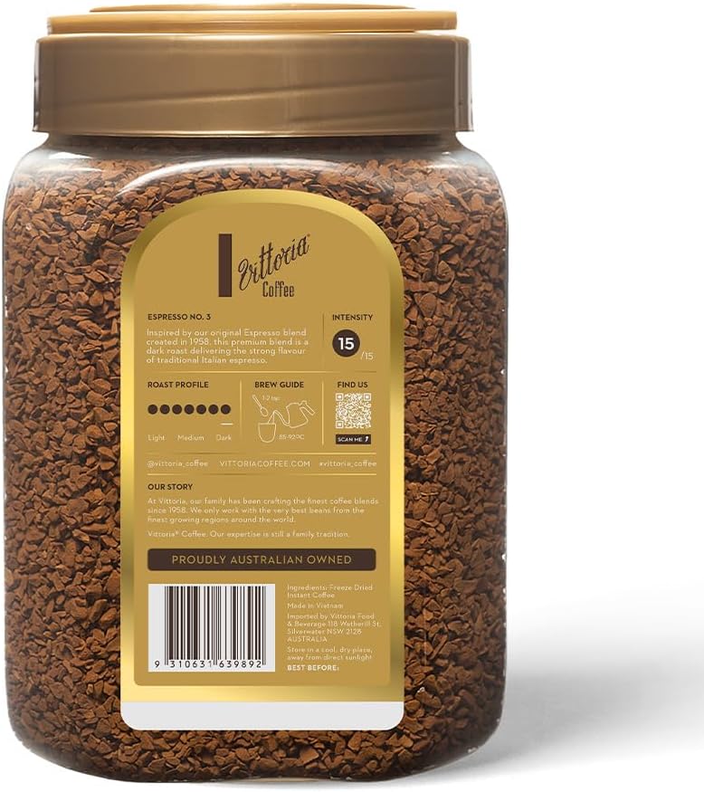 Vittoria Coffee Espresso No.3 Freeze Dried Instant Coffee 500g