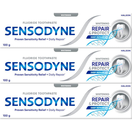Sensodyne Repair & Protect Fluoride Toothpaste for Sensitive Teeth, Whitening, 3 x 100g (3 Pack)