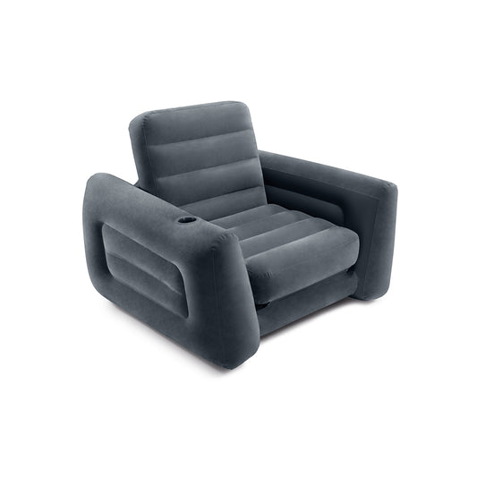 INTEX Pull-Out Chair 66551NP Inflatable Sofa Air Bed Lounge Chair Dark Grey