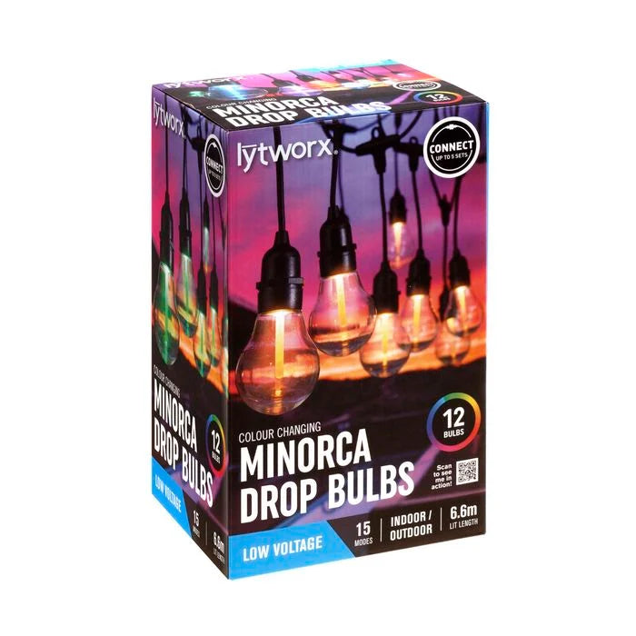 Lytworx Colour Change Connectable Minorca Party Lights - 12 Bulbs
