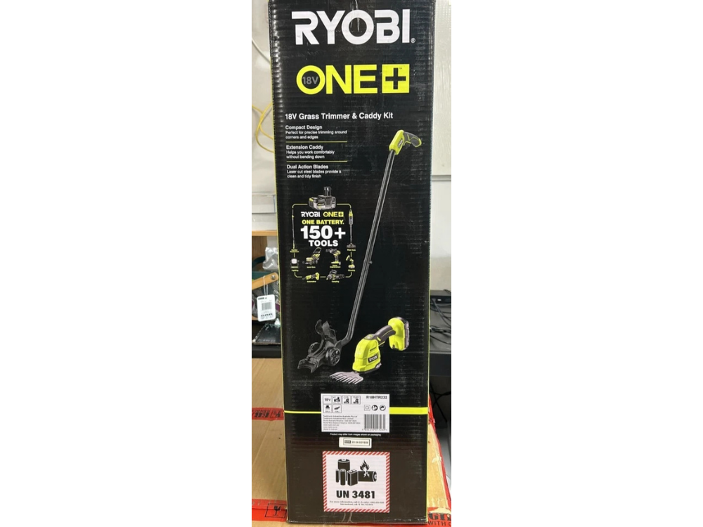 Ryobi 18V ONE+ Grass Trimmer & Shear Kit – 2.0Ah Lithium, Caddy & Charger Included