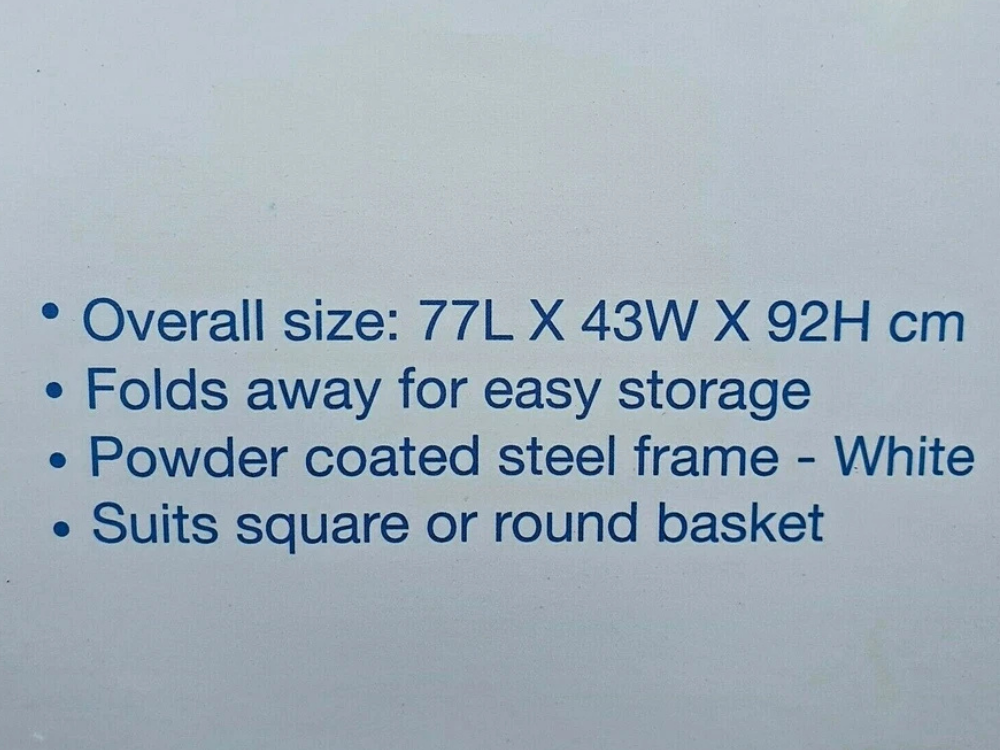 Sunfresh Folding Laundry Trolley Cart – Collapsible White Steel Frame