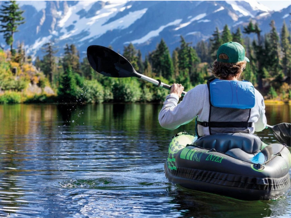 Intex Challenger K1 Inflatable Kayak – 1-Person Paddle Boat for Fishing & Recreation