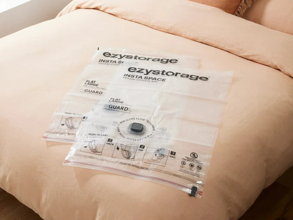 Ezy Vacuum Storage Bags Large Flat Clothes Organiser 2-Pack Space Saver