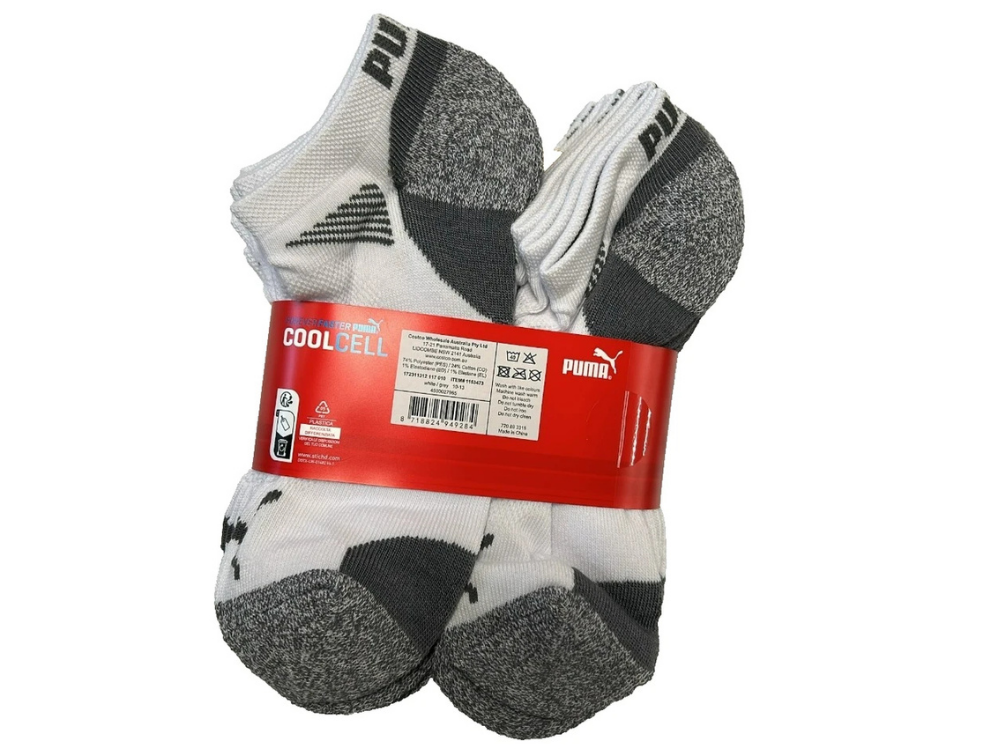 Puma Men’s No-Show CoolCell Socks – Casual & Sport, Size 6-12, White, 8-Pack