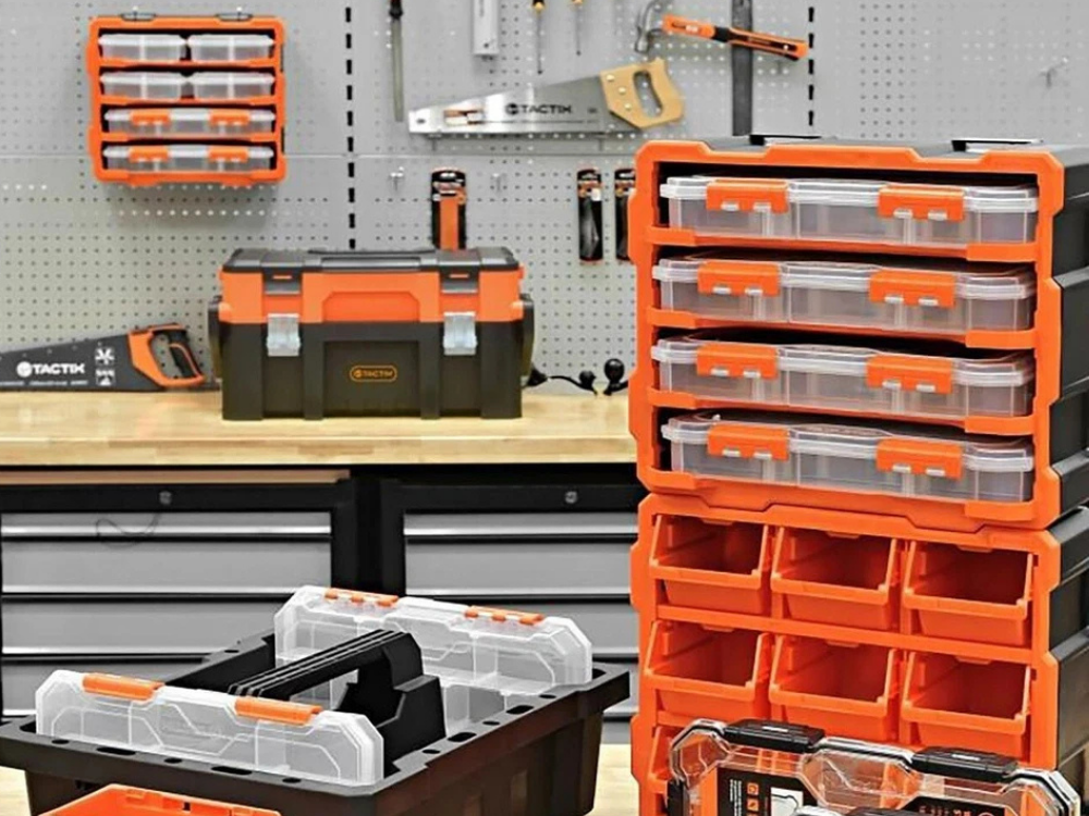 Tactix 13-Compartment Storage Box – Removable Dividers & Detachable Tool Organizer